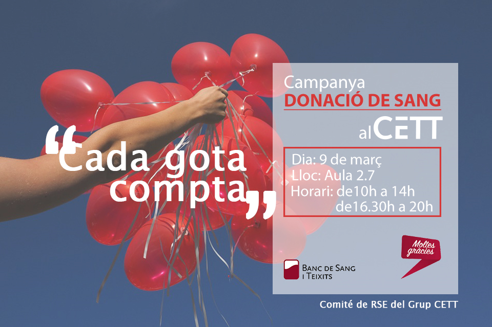 Fotografia de: Cada gota compta! Campanya de donació de sang al CETT | CETT